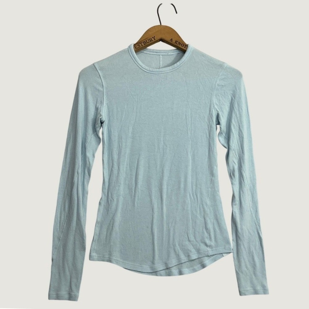 Lululemon Ebb to Street Long Sleeve Ribbed Shirt Light Blue Size 4